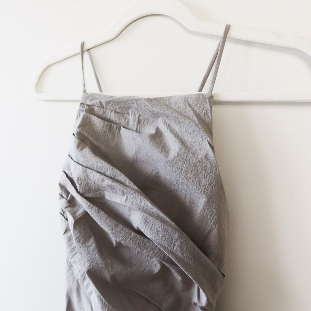 Zara Draped Linen Blend Mini Dress Grey XS - Picture 6 of 11